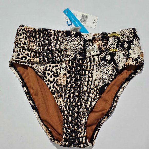 Bleu Rod Beattie Walk On The Wild Side Draped Hi Waist Swim Bottom - Picture 2 of 8